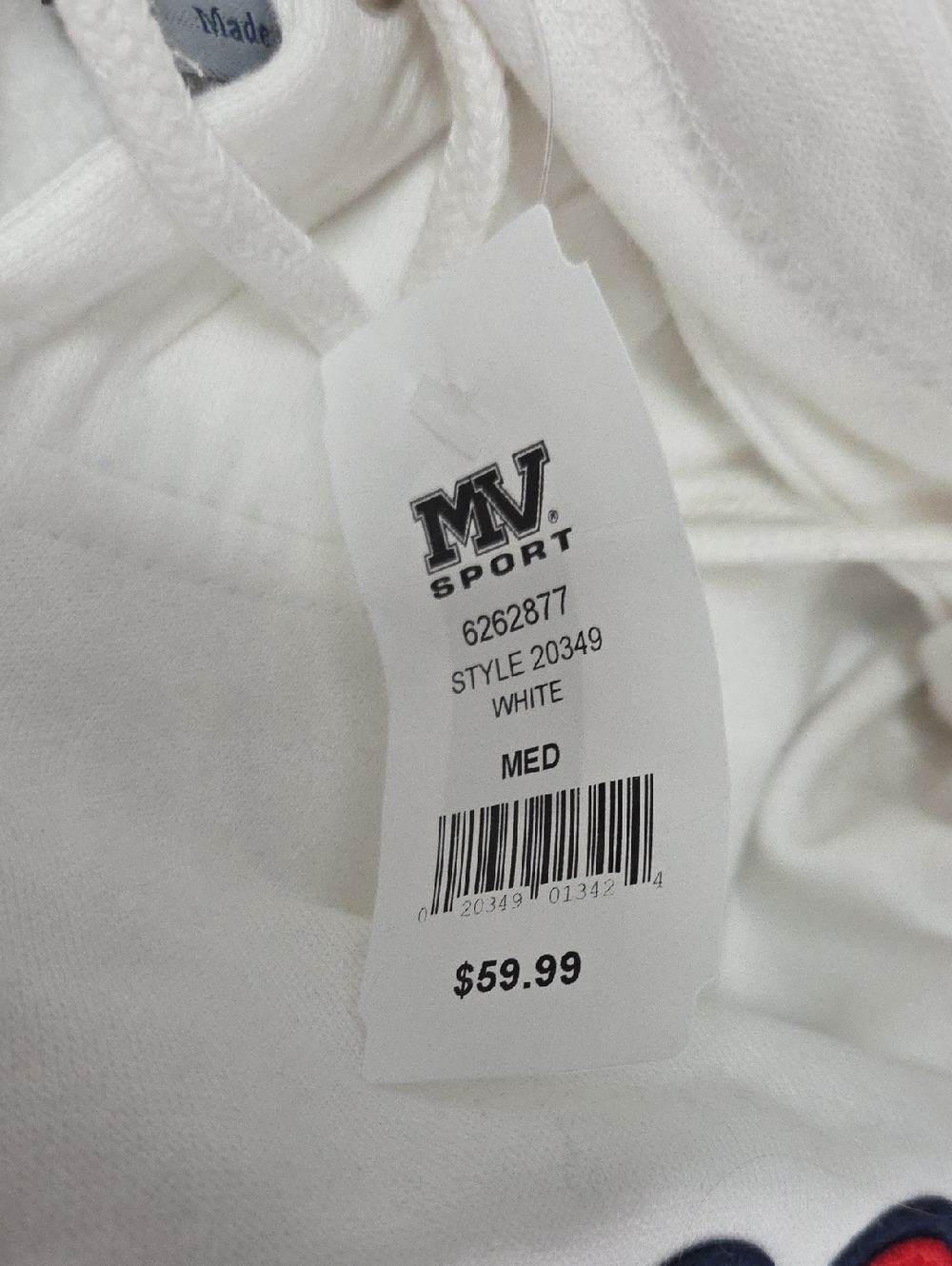New MV Sport Stony Brook White Zip-Up Hoodie - Picture 5 of 9
